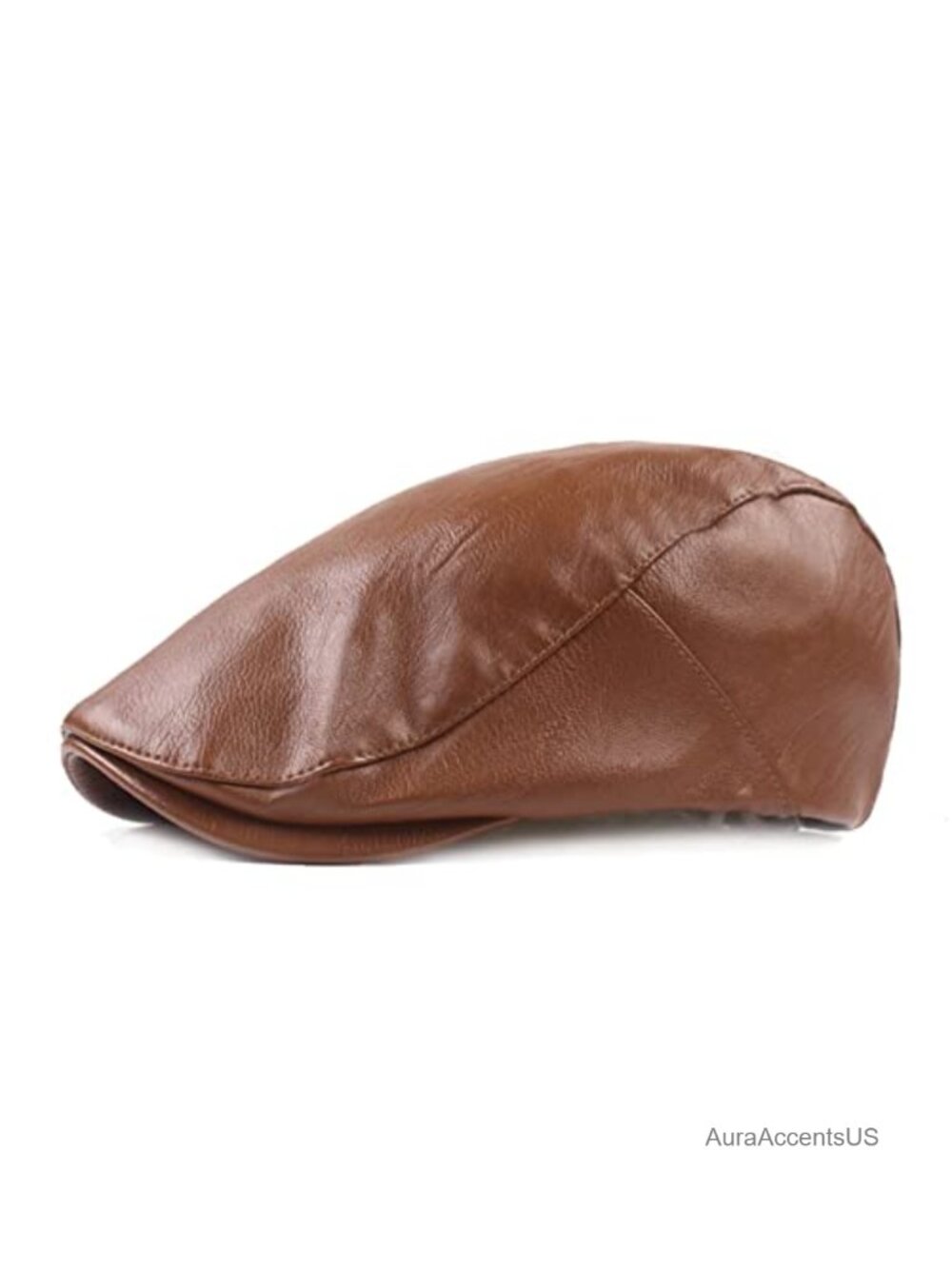 Faux Leather Newsboy Flat Cabbie Driving Beret Cap Adjustable